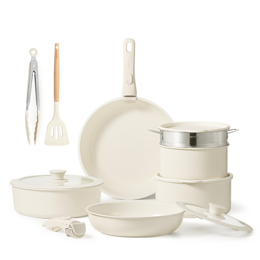CAROTE 16pcs Pots and Pans Set, Nonstick Cookware Sets, Large Capacity  Granite Pots Set, Kitchen Induction Pots and Pans Cooking Sets, Beige