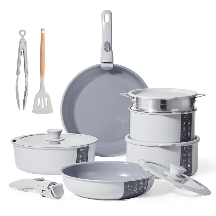 Pots and Pans with Removable Handle, Cookware Set with Ceramic