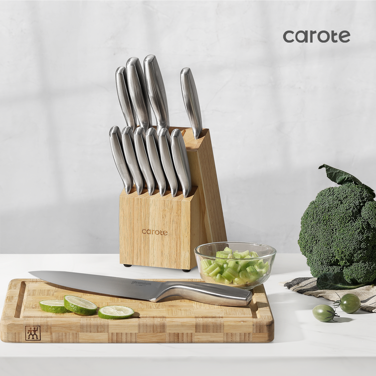 CAROTE Basic Collection 12Pieces Knife Block Set, Stainless Steel,Dishwasher Safe