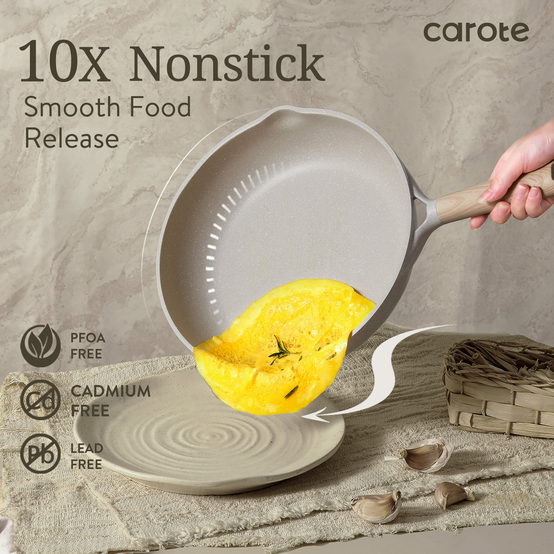 Carote White Granite Nonstick Cookware set 10 pcs Healthy Cooking Pots ...