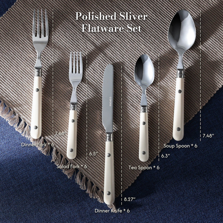 CAROTE - Helsinki Collection 30 Pieces Flatware Set, Stainless Steel