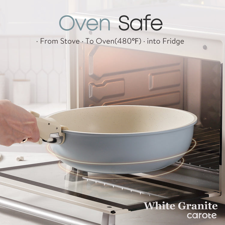 Carote 11 Pcs Pots & Pans White Granite Nonstick Cookware Set Detachable  Handle