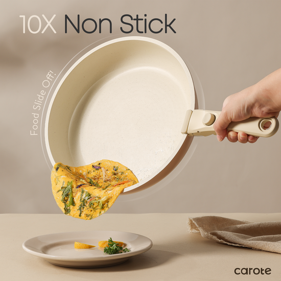 CAROTE 11pcs Detachable Handle Nonstick Cookware Set, Oven Safe
