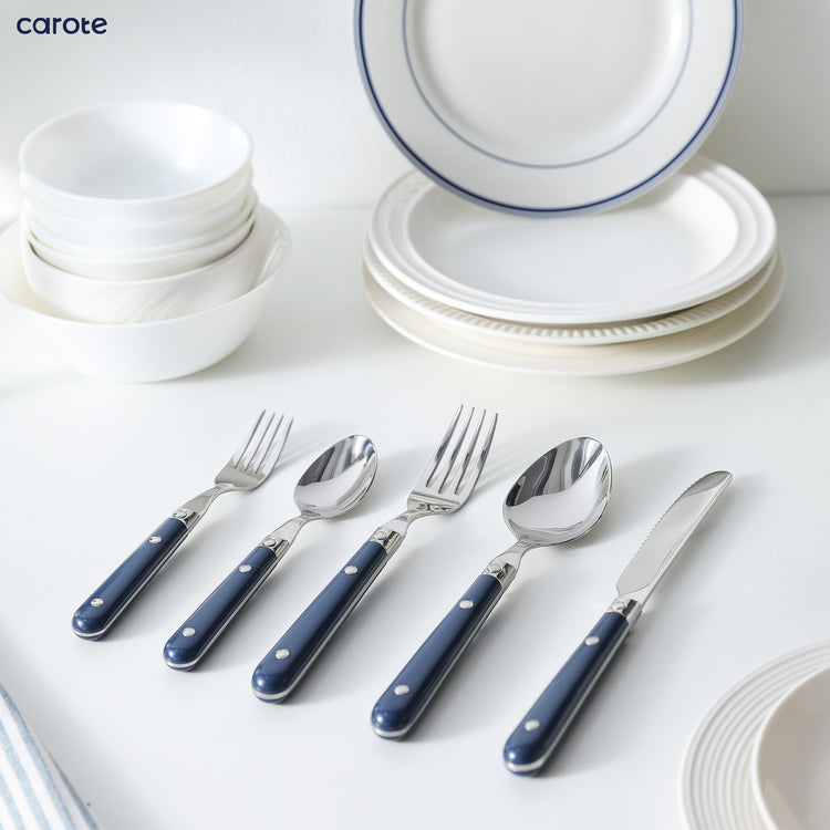 CAROTE - 30 Pieces Flatware Set, Stainless Steel, Knife and Fork Set