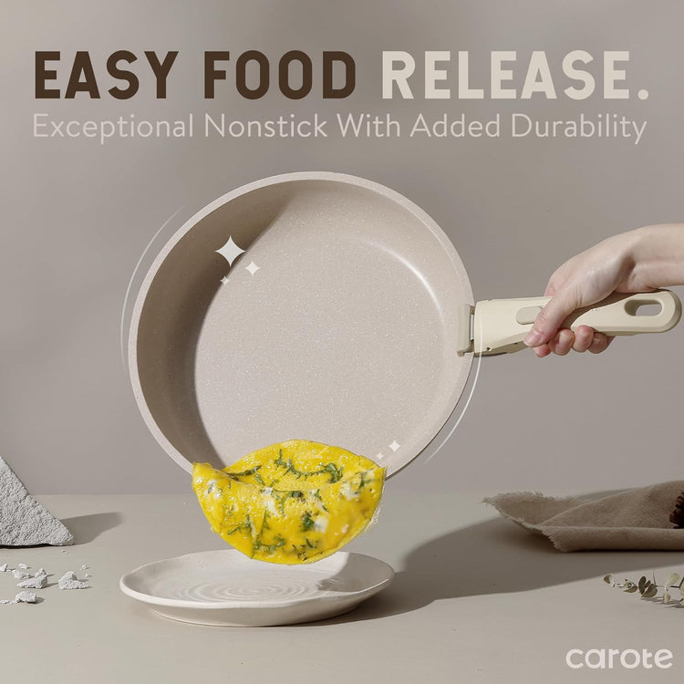 CAROTE 15-Piece Nonstick Cookware Set with Detachable Handles - Classi