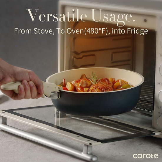 CAROTE 15-Piece Nonstick Cookware Set with Detachable Handles - Classi