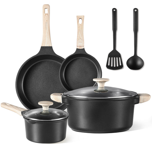 CAROTE 8 Pieces Cookware Set Pots and Pans Set Non Stick