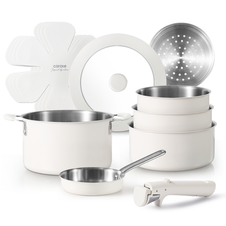 CAROTE 12Pcs Cookware Sets Stainless Steel