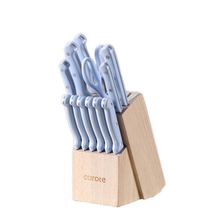 Carote 14 Pcs Knife Set with Block, Blue