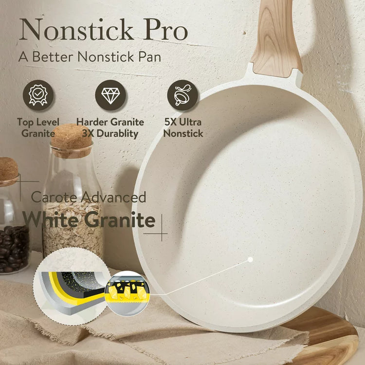 Carote Granite Nonstick Cookware Sets, 10 Pcs Pots and Pans Set