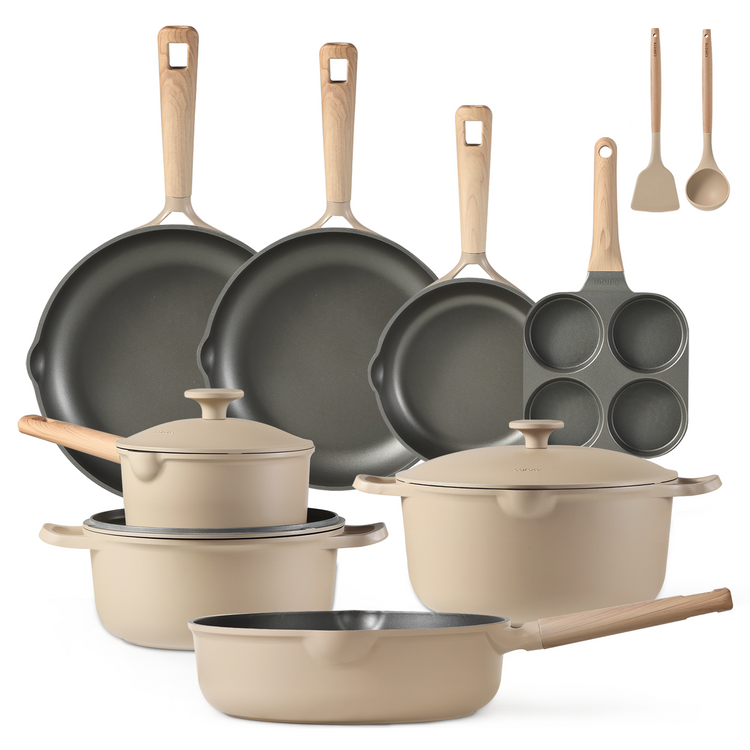 CAROTE Cosy-Collection 13 Pieces Nonstick Cookware Set, Pans and Pots, PFOA free