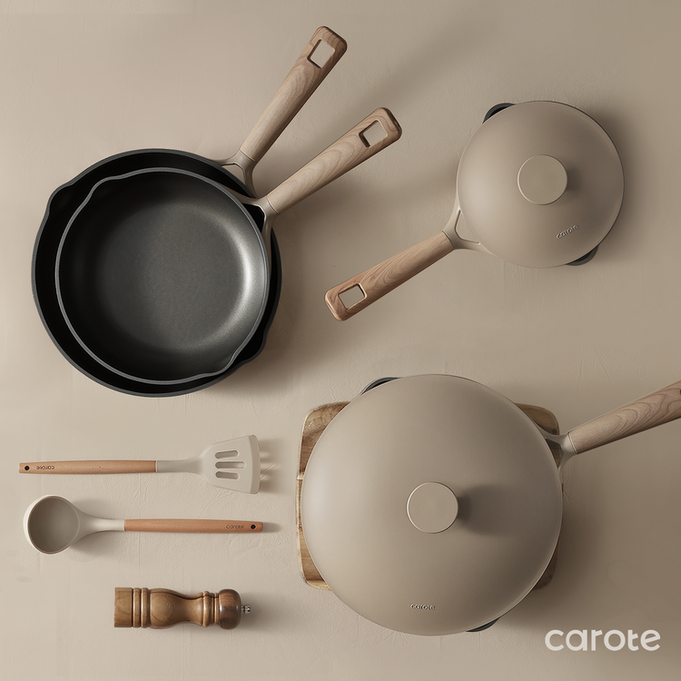 CAROTE Cosy-Collection 13 Pieces Nonstick Cookware Set, Pans and Pots, PFOA free