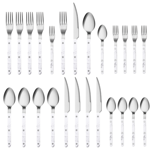 CAROTE 20-Piece Silverware Set, White Flatware set for 4,Stainless Steel Kitcnen Utensil Set,Tableware Cutlery Set for Home