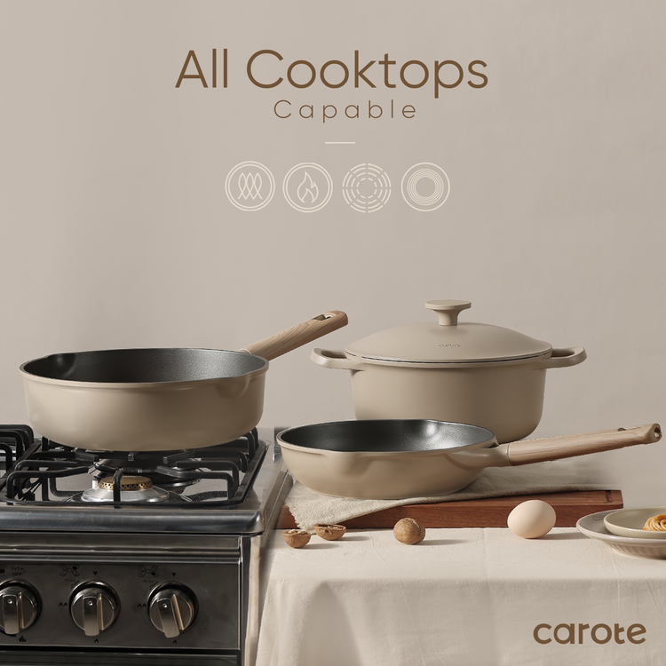 CAROTE Cosy-Collection 13 Pieces Nonstick Cookware Set, Pans and Pots, PFOA free