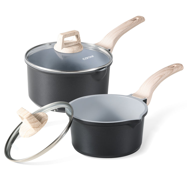 CAROTE 4 pieces pots non stick set grey