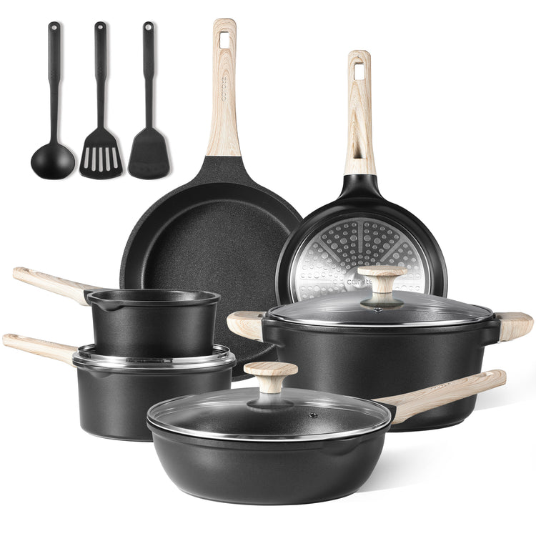 CAROTE 12pcs Cookware Set Nonstick, Cooking Sets