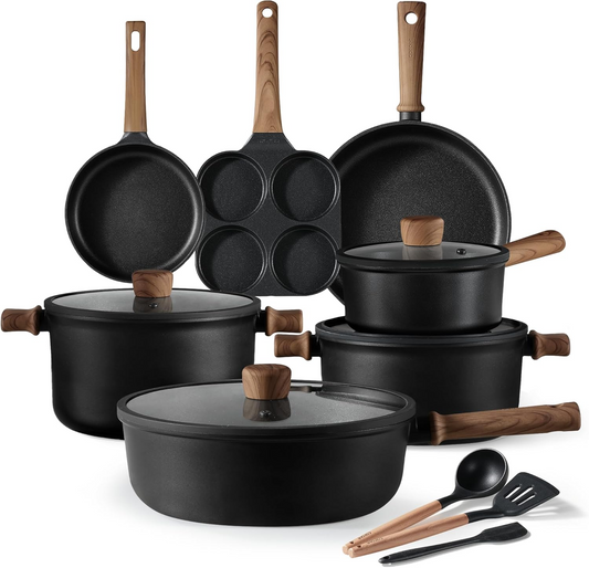 CAROTE 14Pcs Cookware Set Non stick Pots and Pans Set