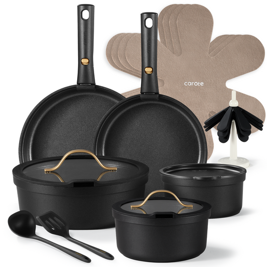 CAROTE 20pcs Cookware Set Nonstick Detachable Handle Set, Cooking Sets