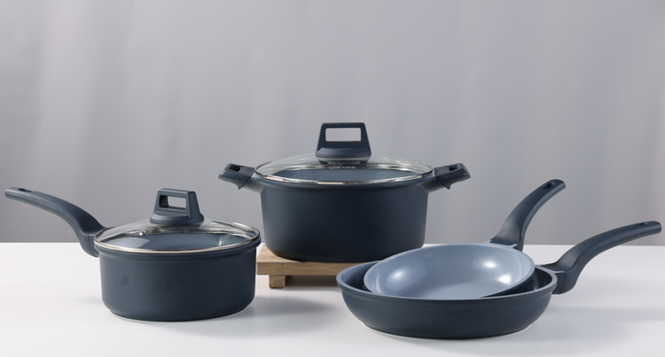 Carote 12pcs ceramic cookware set-navy blue