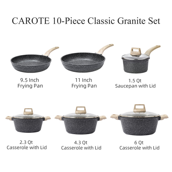 ✨Granite DETACHABLE COOKWARE SET✨ CAROTE Stone Cookware 🌟SPACE SAVING