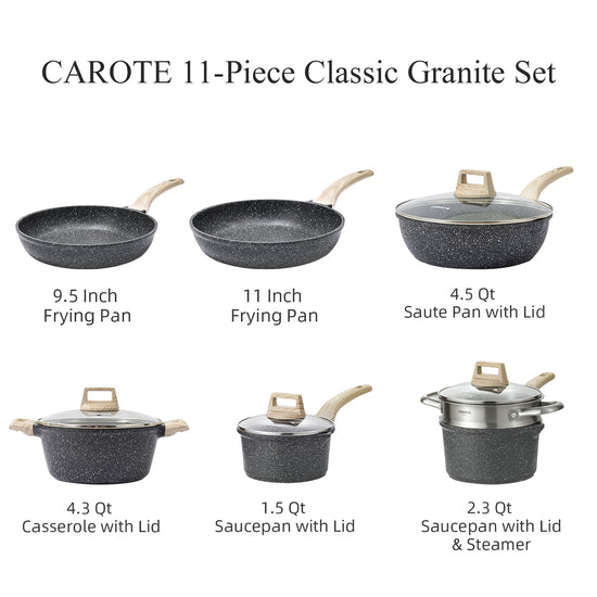 Pots And Pans Set Nonstick, 11Pcs Kitchen Cookware Sets, Stackable  Induction Pot And Pan Set For Cooking, Taupe Granite
